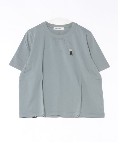 SUPER HAKKA(スーパーハッカ)の「SUPER HAKKA×波田佳子 「Myao」刺繍Tシャツ(Tシャツ/カットソー・レディース・その他12/グレー/ブラック・FREE)」の5枚目の写真
