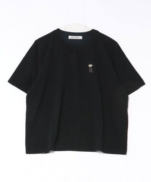 SUPER HAKKA(スーパーハッカ)の「SUPER HAKKA×波田佳子 「Myao」刺繍Tシャツ(Tシャツ/カットソー・レディース・その他12/グレー/ブラック・FREE)」の6枚目の写真