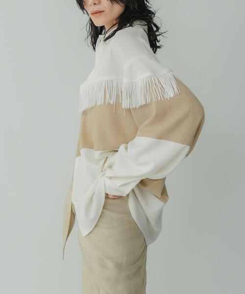 KBF（ケイビーエフ）の「Siltrata　Fringe pattern shirts（シャツ/ブラウス・レディース・ブラウン系その他/グリーン系その他/ホワイト系その他・FREE）」の5枚目の写真