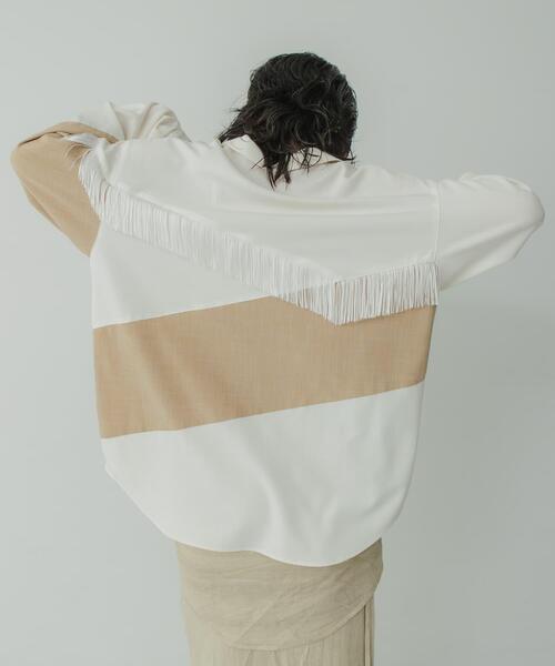 KBF（ケイビーエフ）の「Siltrata　Fringe pattern shirts（シャツ/ブラウス・レディース・ブラウン系その他/グリーン系その他/ホワイト系その他・FREE）」の6枚目の写真