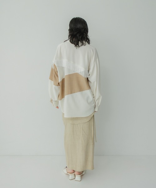 KBF(ケイビーエフ)の「Siltrata Fringe pattern shirts(シャツ/ブラウス・レディース・ブラウン系その他/グリーン系その他/ホワイト系その他・FREE)」の9枚目の写真