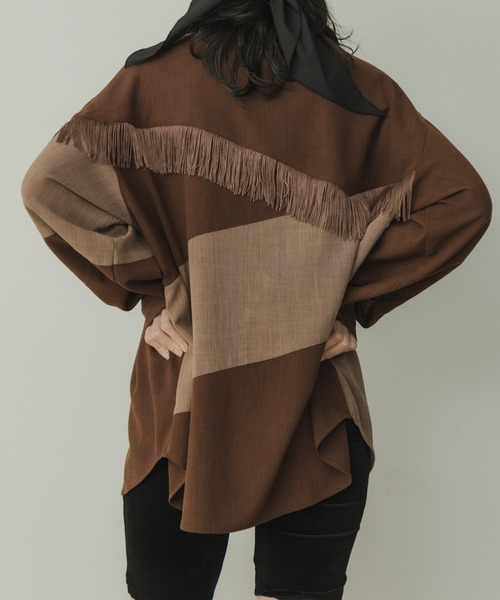 KBF(ケイビーエフ)の「Siltrata Fringe pattern shirts(シャツ/ブラウス・レディース・ブラウン系その他/グリーン系その他/ホワイト系その他・FREE)」の11枚目の写真