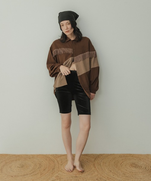 KBF(ケイビーエフ)の「Siltrata Fringe pattern shirts(シャツ/ブラウス・レディース・ブラウン系その他/グリーン系その他/ホワイト系その他・FREE)」の13枚目の写真