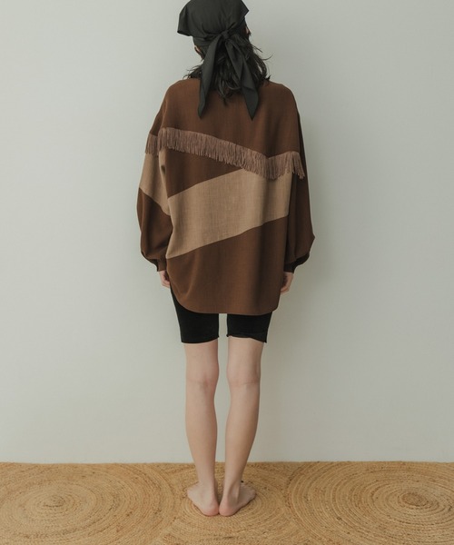 KBF(ケイビーエフ)の「Siltrata Fringe pattern shirts(シャツ/ブラウス・レディース・ブラウン系その他/グリーン系その他/ホワイト系その他・FREE)」の14枚目の写真