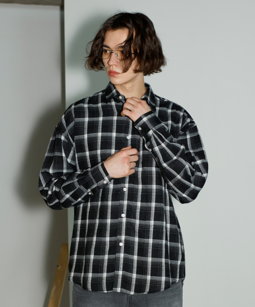SIGNATURE（シグネチャ）の「ネイチャルグリッドチェックシャツ[ブラック]（シャツ/ブラウス・レディース・その他・LARGE/MEDIUM）」の3枚目の写真