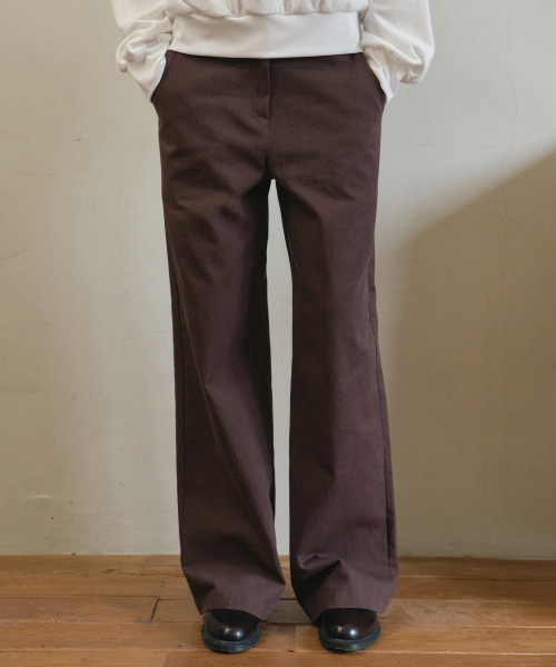 OURNOSTALGIA(アワー ノスタルジア)の「Twill layered wide pants_Brown(O25-PT11)(その他パンツ・レディース・ブラウン・MEDIUM/SMALL)」の1枚目の写真
