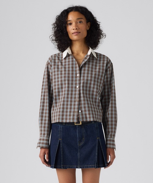 Levi's(リーバイス)の「Levi's/リーバイス ハーリー ロングスリーブ クロップド コントラストカラーシャツ(シャツ/ブラウス・レディース・ブラウン・XS/S/M)」の2枚目の写真