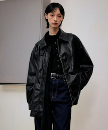 LEFTSEOUL（レフトソウル）の「シンセティックレザー ハーフジャケット [ブラック]（ライダースジャケット）」
