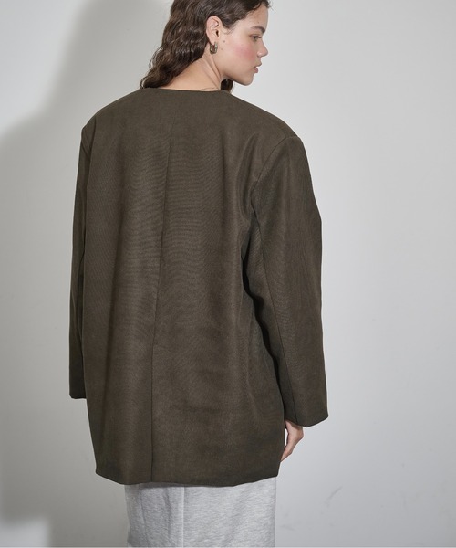THE YOn(ザヨン)の「ノーカラービッグジャケット(ノーカラージャケット・レディース・レディッシュグレー/アッシュブラウン/セージグリーン・FREE)」の18枚目の写真