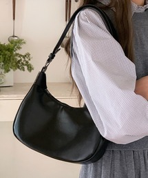 【2WAYショルダーストラップ付】レザーライクシンプルホーボーバッグ/ハンドバッグ/ショルダーバッグ