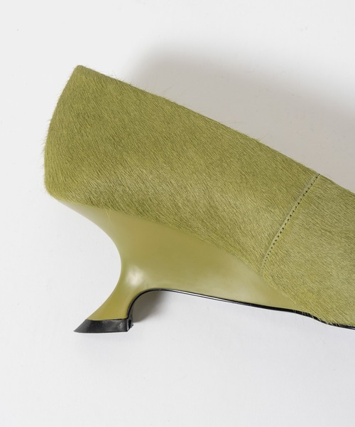 PRANK PROJECT（プランクプロジェクト）の「【2026Summer Pre-Order】ポニーヘアカーブウェッジパンプス / Pony Hair Curve Wedge Pumps（パンプス・レディース・ライトグリーン/マルチ・38/37/36）」の14枚目の写真