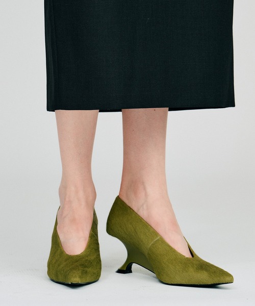 PRANK PROJECT（プランクプロジェクト）の「【2026Summer Pre-Order】ポニーヘアカーブウェッジパンプス / Pony Hair Curve Wedge Pumps（パンプス・レディース・ライトグリーン/マルチ・38/37/36）」の7枚目の写真
