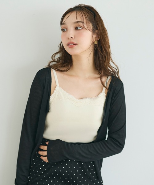 coca(coca)(コカ)の「OUT BRA ベロアカップ付きレースキャミソール(キャミソール・レディース・ブラック/グレー/アイボリー・S/L/M)」の10枚目の写真
