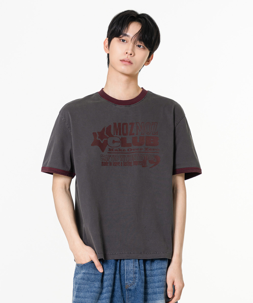 MOZMOZ(モズモズ)の「ムードイット リンガークロップピグメント半袖Tシャツチャコール(Tシャツ/カットソー・レディース・その他・1/3/2)」の3枚目の写真