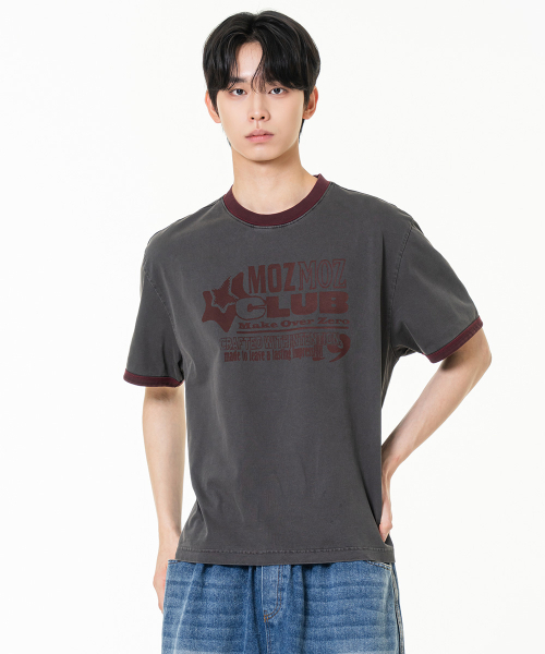 MOZMOZ(モズモズ)の「ムードイット リンガークロップピグメント半袖Tシャツチャコール(Tシャツ/カットソー・レディース・その他・1/3/2)」の2枚目の写真