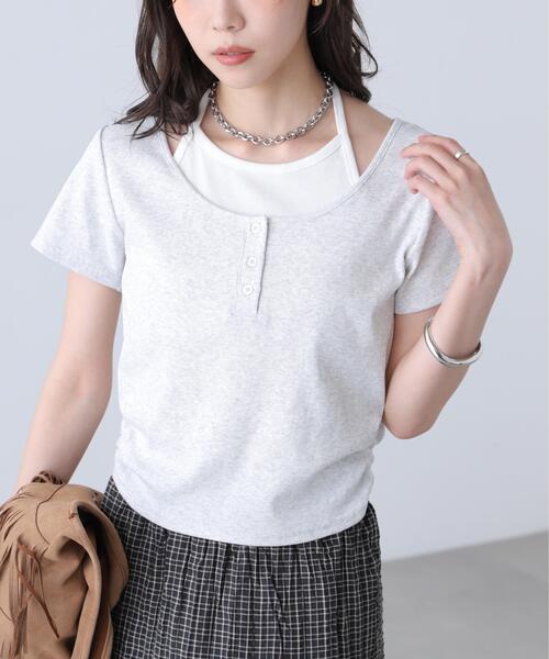 FREE'S MART(フリーズマート)の「◆インナーレイヤードボーダーヘンリーネックTシャツ(Tシャツ/カットソー・レディース・ブラック/ブラウン系その他2/ホワイト系その他2/グレー系その他・FREE)」の7枚目の写真