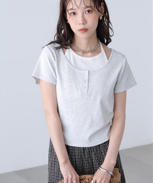 FREE'S MART(フリーズマート)の「◆インナーレイヤードボーダーヘンリーネックTシャツ(Tシャツ/カットソー・レディース・ブラック/ブラウン系その他2/ホワイト系その他2/グレー系その他・FREE)」の8枚目の写真