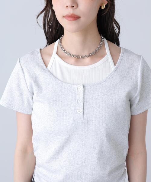 FREE'S MART(フリーズマート)の「◆インナーレイヤードボーダーヘンリーネックTシャツ(Tシャツ/カットソー・レディース・ブラック/ブラウン系その他2/ホワイト系その他2/グレー系その他・FREE)」の15枚目の写真