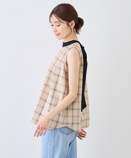 Jayro(ジャイロ)の「チェック柄ノースリブラウス(シャツ/ブラウス・レディース・オフホワイト/グレー/ベージュ・M)」の16枚目の写真