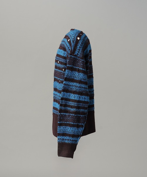 MAISON SPECIAL（メゾンスペシャル）の「《UNISEX》Fair Isle Border Prime-Over Crew Neck Sweater/フェアアイルボーダープライムオーバークルーネックニット【MAISON SPECIAL/メゾンスペシャル】（ニット/セーター・メンズ・ブラック/ブルー・1/0/2）」の15枚目の写真