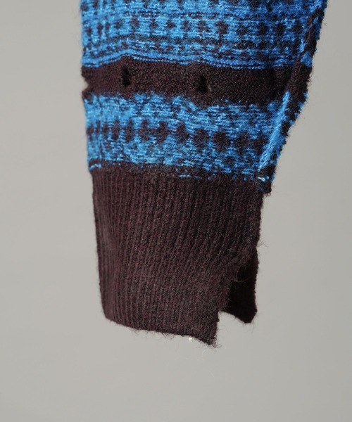 MAISON SPECIAL（メゾンスペシャル）の「《UNISEX》Fair Isle Border Prime-Over Crew Neck Sweater/フェアアイルボーダープライムオーバークルーネックニット【MAISON SPECIAL/メゾンスペシャル】（ニット/セーター・メンズ・ブラック/ブルー・1/0/2）」の18枚目の写真