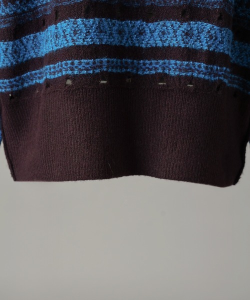 MAISON SPECIAL（メゾンスペシャル）の「《UNISEX》Fair Isle Border Prime-Over Crew Neck Sweater/フェアアイルボーダープライムオーバークルーネックニット【MAISON SPECIAL/メゾンスペシャル】（ニット/セーター・メンズ・ブラック/ブルー・1/0/2）」の20枚目の写真