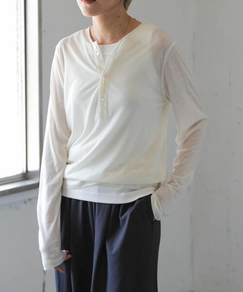 FORK&SPOON（フォークアンドスプーン）の「FORK&SPOON　ウール混ヘンリーネックカットソー（Tシャツ/カットソー・レディース・ライトブルー/ブラック/グレー/オフホワイト・1）」の19枚目の写真
