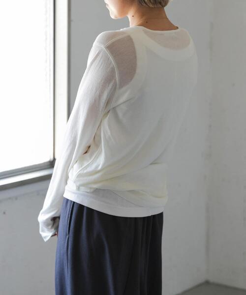 FORK&SPOON（フォークアンドスプーン）の「FORK&SPOON　ウール混ヘンリーネックカットソー（Tシャツ/カットソー・レディース・ライトブルー/ブラック/グレー/オフホワイト・1）」の7枚目の写真