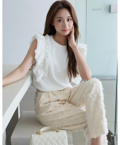 BIRTHDAY BASH(バースデイバッシュ)の「JACQUARD TAPERED PANTS(ジャガードテーパードパンツ)(その他パンツ・レディース・ホワイト/ブラック・S/M)」の18枚目の写真