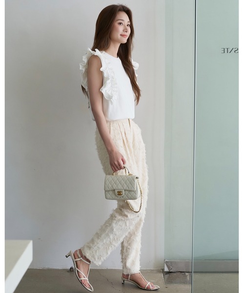 BIRTHDAY BASH(バースデイバッシュ)の「JACQUARD TAPERED PANTS(ジャガードテーパードパンツ)(その他パンツ・レディース・ホワイト/ブラック・S/M)」の17枚目の写真
