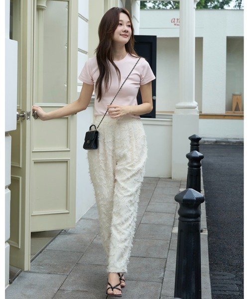 BIRTHDAY BASH(バースデイバッシュ)の「JACQUARD TAPERED PANTS(ジャガードテーパードパンツ)(その他パンツ・レディース・ホワイト/ブラック・S/M)」の21枚目の写真