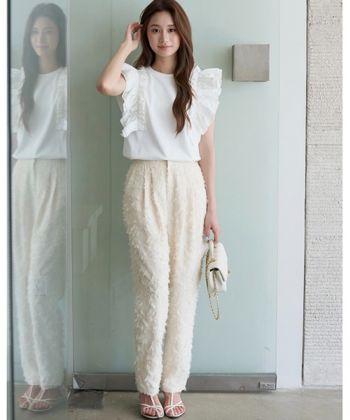 BIRTHDAY BASH(バースデイバッシュ)の「JACQUARD TAPERED PANTS(ジャガードテーパードパンツ)(その他パンツ・レディース・ホワイト/ブラック・S/M)」の16枚目の写真
