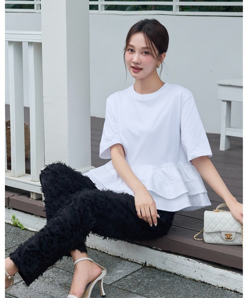 BIRTHDAY BASH(バースデイバッシュ)の「JACQUARD TAPERED PANTS(ジャガードテーパードパンツ)(その他パンツ・レディース・ホワイト/ブラック・S/M)」の11枚目の写真