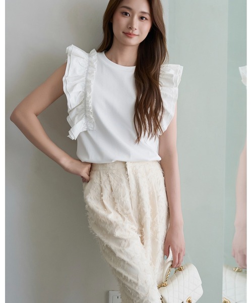 BIRTHDAY BASH(バースデイバッシュ)の「JACQUARD TAPERED PANTS(ジャガードテーパードパンツ)(その他パンツ・レディース・ホワイト/ブラック・S/M)」の19枚目の写真