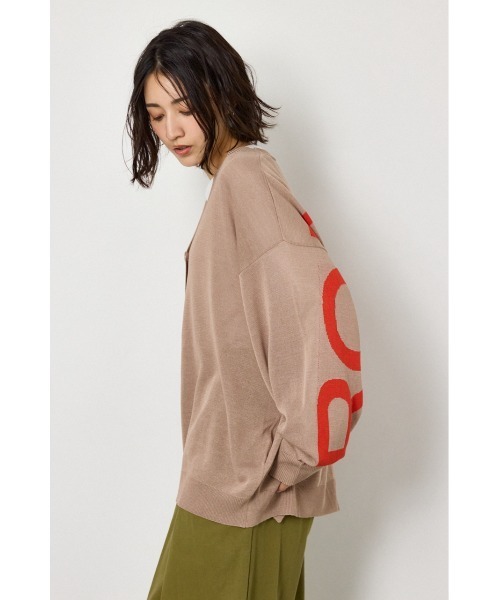 RODEO CROWNS WIDE BOWL（ロデオクラウンズワイドボウル）の「WIDE LOGO ニットカーディガン（カーディガン/ボレロ・レディース・ブラック/グレー×ホワイト/ベージュ/ネイビー系1・FREE）」の5枚目の写真