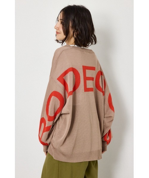 RODEO CROWNS WIDE BOWL（ロデオクラウンズワイドボウル）の「WIDE LOGO ニットカーディガン（カーディガン/ボレロ・レディース・ブラック/グレー×ホワイト/ベージュ/ネイビー系1・FREE）」の6枚目の写真