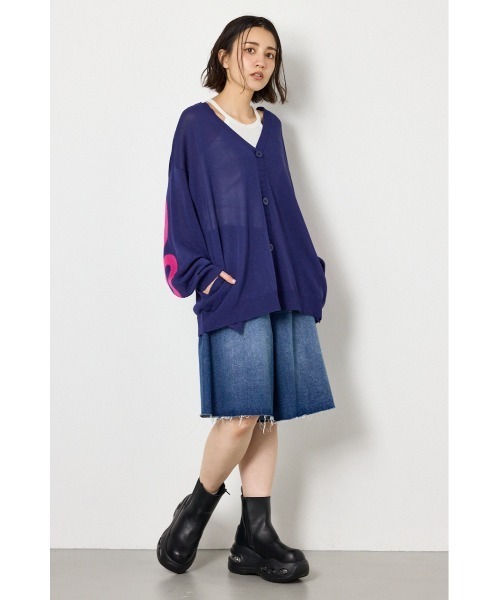 RODEO CROWNS WIDE BOWL（ロデオクラウンズワイドボウル）の「WIDE LOGO ニットカーディガン（カーディガン/ボレロ・レディース・ブラック/グレー×ホワイト/ベージュ/ネイビー系1・FREE）」の19枚目の写真