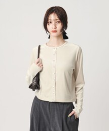 ベロア コンパクト カーディガン ウォッシャブル