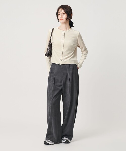 BEAUTY&YOUTH UNITED ARROWS(ビューティーアンドユースユナイテッドアローズ)の「ベロア コンパクト カーディガン ウォッシャブル(カーディガン/ボレロ・レディース・ダークブラウン/オフホワイト/ブラック・FREE)」の8枚目の写真