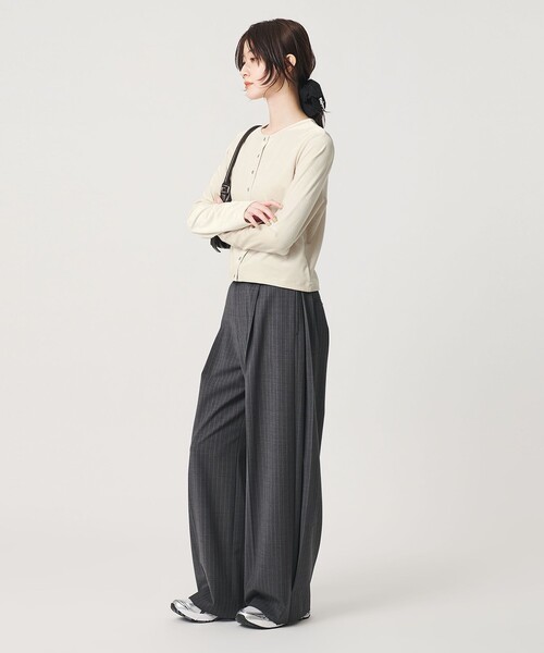 BEAUTY&YOUTH UNITED ARROWS(ビューティーアンドユースユナイテッドアローズ)の「ベロア コンパクト カーディガン ウォッシャブル(カーディガン/ボレロ・レディース・ダークブラウン/オフホワイト/ブラック・FREE)」の9枚目の写真