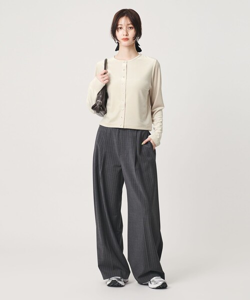 BEAUTY&YOUTH UNITED ARROWS(ビューティーアンドユースユナイテッドアローズ)の「ベロア コンパクト カーディガン ウォッシャブル(カーディガン/ボレロ・レディース・ダークブラウン/オフホワイト/ブラック・FREE)」の10枚目の写真