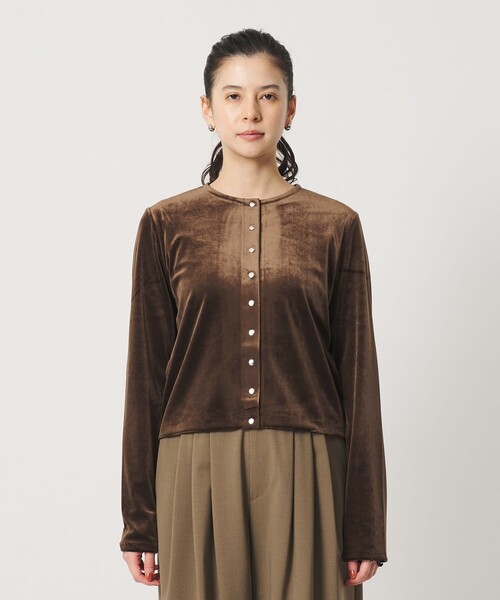 BEAUTY&YOUTH UNITED ARROWS(ビューティーアンドユースユナイテッドアローズ)の「ベロア コンパクト カーディガン ウォッシャブル(カーディガン/ボレロ・レディース・ダークブラウン/オフホワイト/ブラック・FREE)」の14枚目の写真
