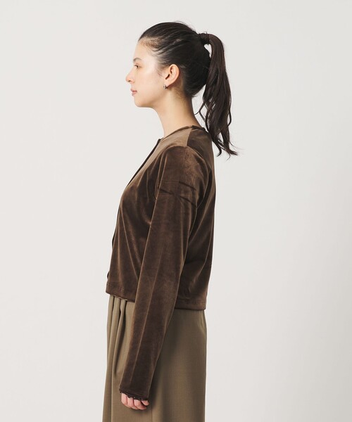 BEAUTY&YOUTH UNITED ARROWS(ビューティーアンドユースユナイテッドアローズ)の「ベロア コンパクト カーディガン ウォッシャブル(カーディガン/ボレロ・レディース・ダークブラウン/オフホワイト/ブラック・FREE)」の15枚目の写真