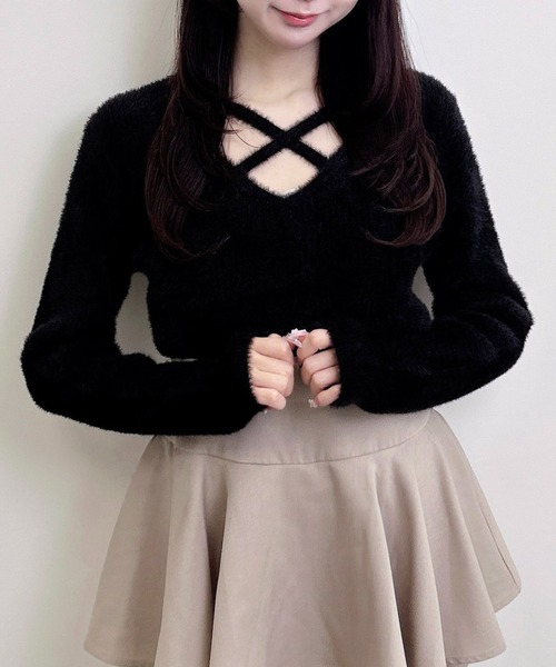 INGNI(イング)の「【WEB限定】フェザークロスニット(ニット/セーター・レディース・ボルドー/ピンク/チャコールグレー/ブラック/アイボリー・M)」の17枚目の写真