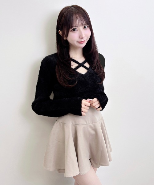 INGNI(イング)の「【WEB限定】フェザークロスニット(ニット/セーター・レディース・ボルドー/ピンク/チャコールグレー/ブラック/アイボリー・M)」の16枚目の写真