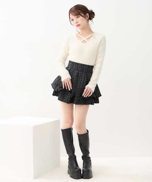 INGNI(イング)の「【WEB限定】フェザークロスニット(ニット/セーター・レディース・ボルドー/ピンク/チャコールグレー/ブラック/アイボリー・M)」の6枚目の写真