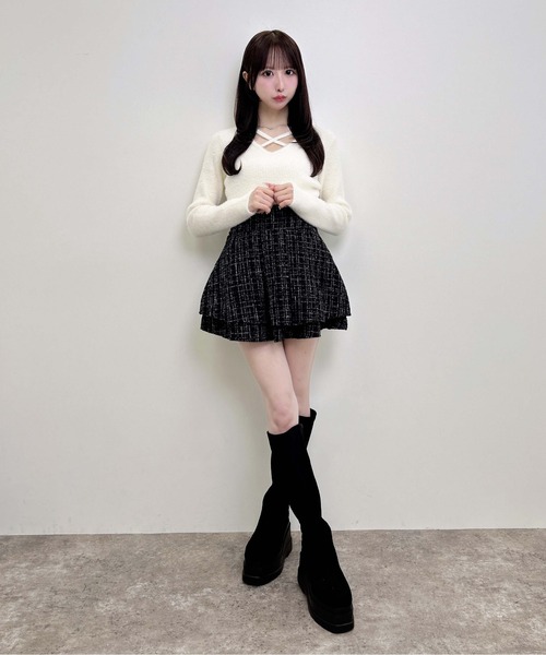 INGNI(イング)の「【WEB限定】フェザークロスニット(ニット/セーター・レディース・ボルドー/ピンク/チャコールグレー/ブラック/アイボリー・M)」の12枚目の写真