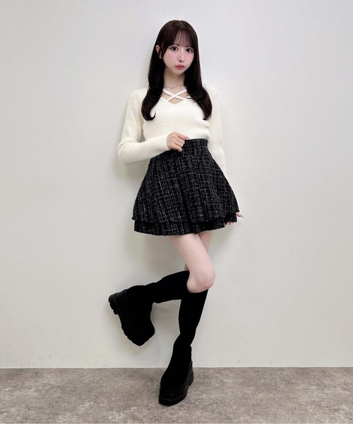 INGNI(イング)の「【WEB限定】フェザークロスニット(ニット/セーター・レディース・ボルドー/ピンク/チャコールグレー/ブラック/アイボリー・M)」の13枚目の写真