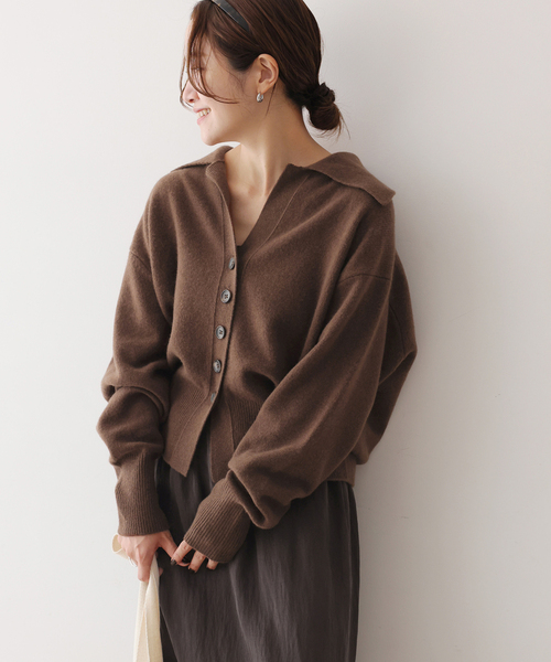 JOURNAL STANDARD(ジャーナルスタンダード)の「《新色あり/追加》MUSICオープンカラーカーディガン(カーディガン/ボレロ・レディース・ライトブルー/チャコールグレー/ブラック/タン・FREE)」の3枚目の写真