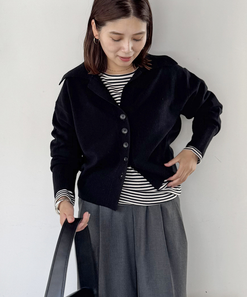JOURNAL STANDARD(ジャーナルスタンダード)の「《新色あり/追加》MUSICオープンカラーカーディガン(カーディガン/ボレロ・レディース・ライトブルー/チャコールグレー/ブラック/タン・FREE)」の14枚目の写真
